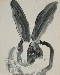 conejo blanco y negro Pinturas al óleo